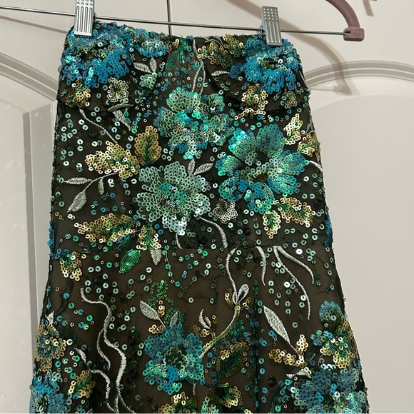 NWT Bronx and Banco Strapless Stretch Sequin Dahlia Maxi Dress Anthropologie - Picture 6 of 10